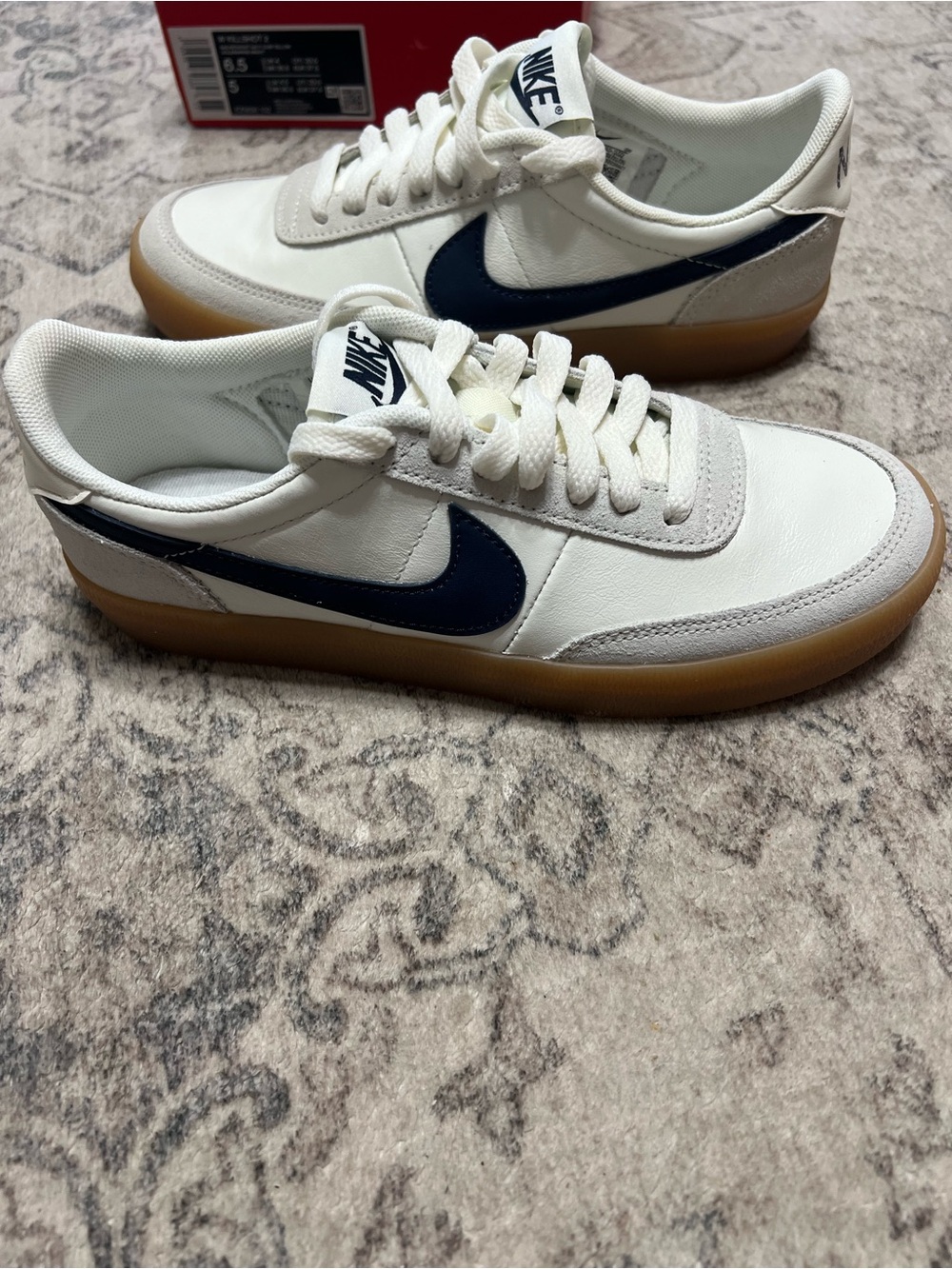Nike Killshot 2 Women’s size 6.5/ Men’s size 5 Sail/Midnight Navy-Gum Yellow